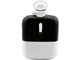 Sterling Silver and Crocodile Skin Hip Flask - Antique George VI (1938)