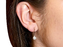 Diamond Drop Earrings Being Worn