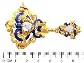 Victorian Enamel Brooch with Diamonds Size 