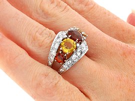 Wearing 5 Stone Citrine Ring with Diamonds