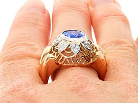 Wearing 18ct Gold Ceylon Sapphire and Diamond Ring