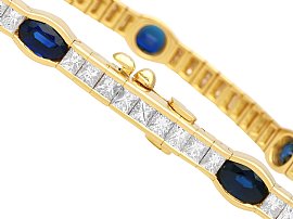 Vintage Blue Sapphire Bracelet in Yellow  Gold