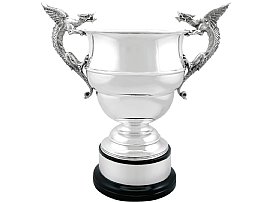 sterling silver trophy cup on plinth