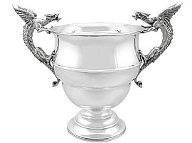 Large sterling silver trophy cup on plinth