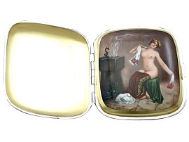 Sterling Silver and Erotica Enamel Cigarette Case - Antique George V (1910)