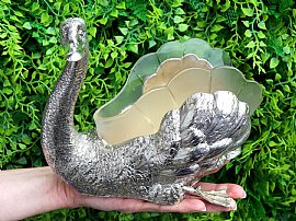 Antique Glass Swan Dish Outside
