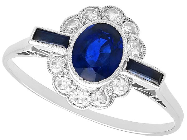 Art Deco Sapphire and Diamond Engagement Ring