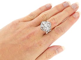 1920's Art Deco Diamond Ring in Platinum for Sale Wearing
