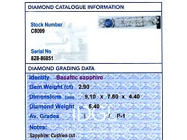 sapphire and diamond bracelet in platinum wearing grading card
