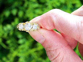 Victorian trilogy ring in yellow gold for sale outside