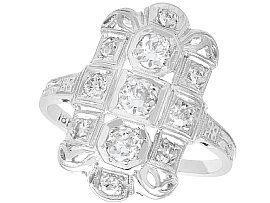 Art Deco 1.14ct Diamond and 18ct White Gold Dress Ring