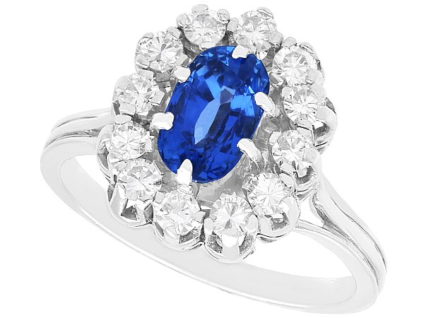 2 Carat Oval Sapphire and Diamond Ring for Sale