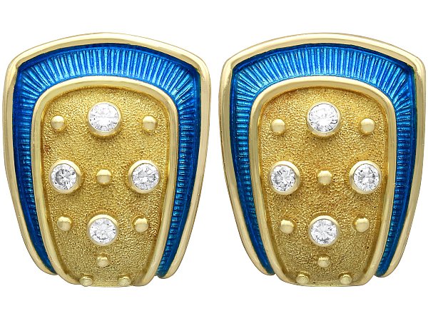 De Vroomen Diamond Earrings with Enamel