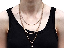 Antique Woven Gold Chain Necklace Wearing