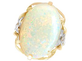 Antique 8.61ct White Opal and Diamond, 15ct Yellow Gold Dress Ring