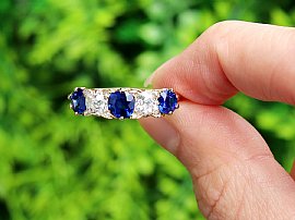Edwardian Sapphire and Diamond Five Stone Ring
