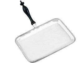 Silver Serving Tray with Wooden Handle