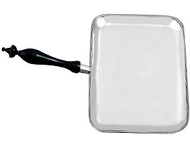 Silver Serving Tray with Wooden Handle