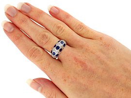 1980s Sapphire and Diamond Ring Wearing