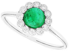 1930s 0.54ct Emerald and 0.24ct Diamond Ring in Platinum