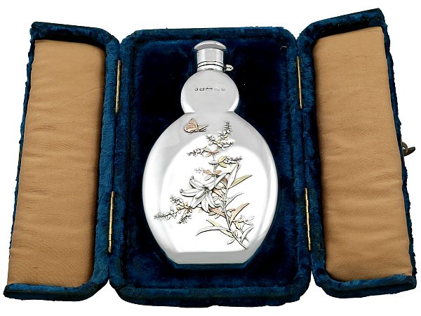Boxed Hip Flask in Sterling Silver