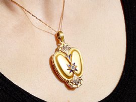 Antique Victorian Gold Locket with Enamel Wearing