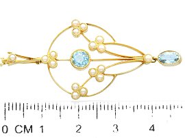 Art Nouveau Style Aquamarine and Pearl Pendant Ruler