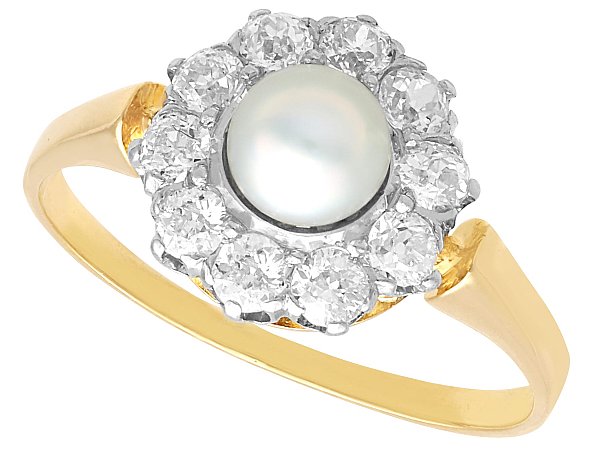 Edwardian Pearl Cluster Ring with Diamonds