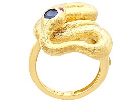 Vintage Gold Snake Ring with Sapphire 