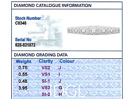 Art Deco Diamond Bar Brooch Grading Card