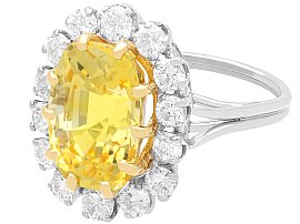 Platinum Yellow Sapphire Ring with Diamonds