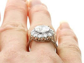3 Carat Diamond Cluster Ring in Platinum Wearing