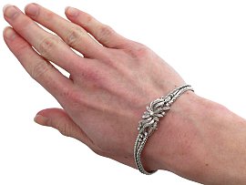 18ct white gold diamond bracelet wearing 