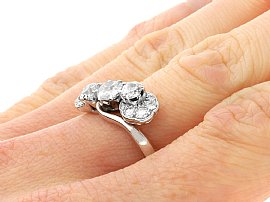 Antique Trilogy Twist Engagement Ring for Sale on the Hand