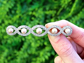Natural Pearl and Diamond Brooch outside
