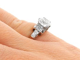 1930s Platinum Engagement Ring on hand