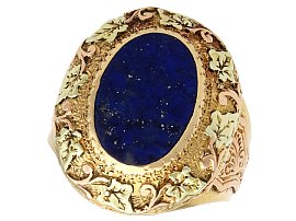 Victorian 3.02ct Lapis Lazuli and 15ct Yellow Gold Locket Ring