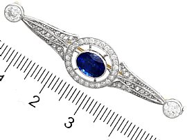 Sapphire and Diamond Brooch Platinum with Ruler