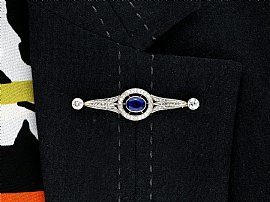 Wearing Sapphire and Diamond Brooch Platinum