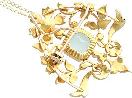 Aquamarine and Pearl Pendant in Gold