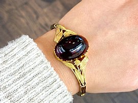 Garnet Bangle Bracelet in Gold for Sale
