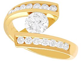 Vintage 1.17ct Diamond Twist Ring 18ct Yellow Gold