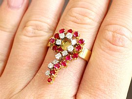 1970s Ruby and Diamond Ring in Yellow Gold 