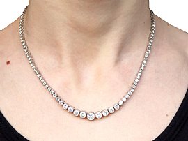 Diamond Riviere Necklace in Platinum Wearing