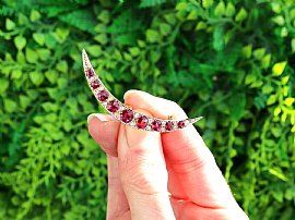 Victorian Ruby Crescent Brooch for Sale