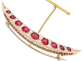 Victorian Ruby Crescent Brooch for Sale