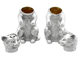 Sterling Silver Cat Condiment Set open 