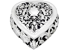 Victorian Sterling Silver Heart Jewellery Box; C8524