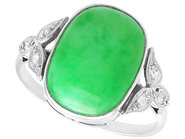 Antique Jadeite Ring with Diamonds for Sale