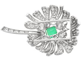 Emerald Floral Brooch with Diamonds Reverse